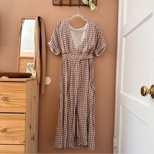 Urban Outfitters Brown Gingham Midi Dress